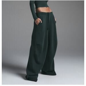 NWT SKIMS Cotton Fleece Classic Straight Leg Pant Size Medium In Spruce